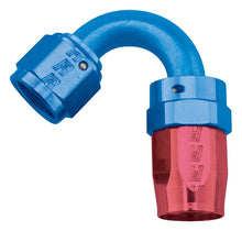 Load image into Gallery viewer, Russell Performance -8 AN Red/Blue 120 Degree Full Flow Swivel Hose End (With 3/4in Radius)