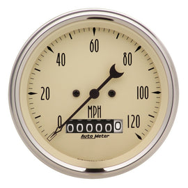 Autometer 3-3/8in 120mph Antique Beige Elec. Programmable Speedometer w/ Wheel Odometer