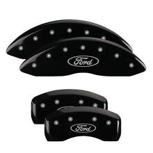 Load image into Gallery viewer, MGP 4 Caliper Covers Engraved Front &amp; Rear Oval logo/Ford Black finish silver ch