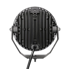 Load image into Gallery viewer, Go Rhino Xplor Blackout Series Round LED Driving Light w/DRL (Surface/Threaded Stud Mnt) 7in. - Blk