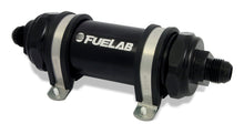 Load image into Gallery viewer, Fuelab 858 In-Line Fuel Filter Long -8AN In/Out 100 Micron Stainless w/Check Valve - Black