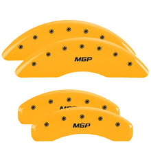 Load image into Gallery viewer, MGP 4 Caliper Covers Engraved Front &amp; Rear 2019+ Ram 1500 Yellow Finish Silver MGP Logo