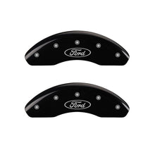 Load image into Gallery viewer, MGP 4 Caliper Covers Engraved Front &amp; Rear Oval logo/Ford Black finish silver ch