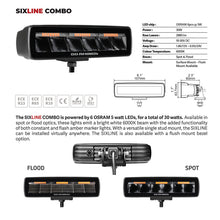 Load image into Gallery viewer, Go Rhino Xplor Blackout Combo Series Sixline LED Flood Lights w/Amber (Surface Mount) - Blk (Pair)