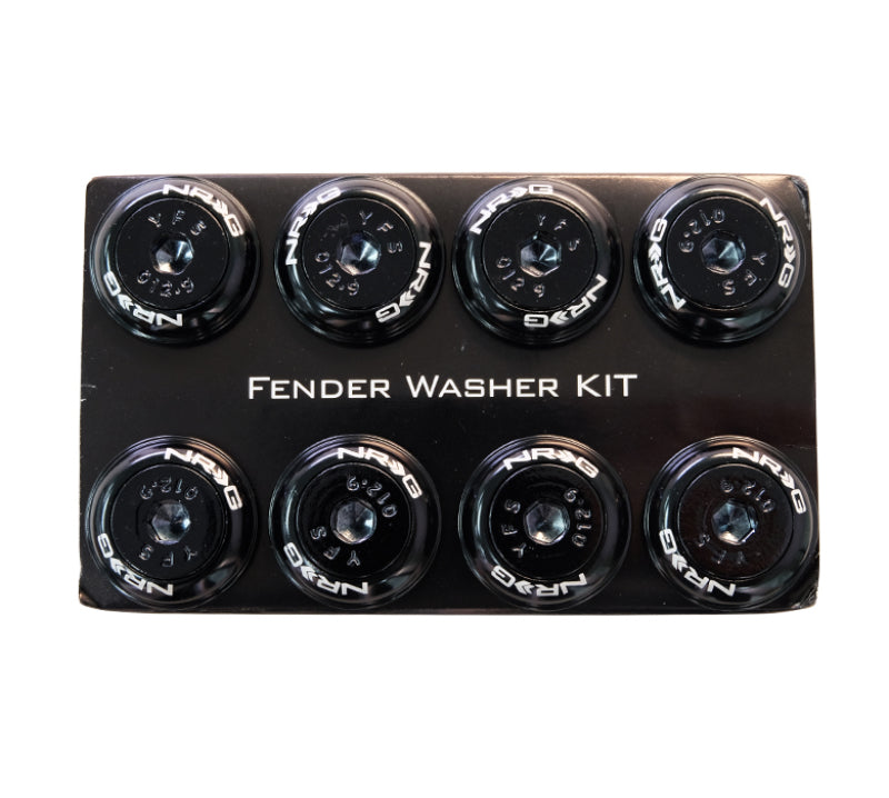 NRG Fender Washer Kit w/Color Matched M8 Bolt Rivets For Plastic (Black) - Set of 8