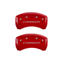 Load image into Gallery viewer, MGP 4 Caliper Covers Engraved Front &amp; Rear Block/Charger Red finish silver ch