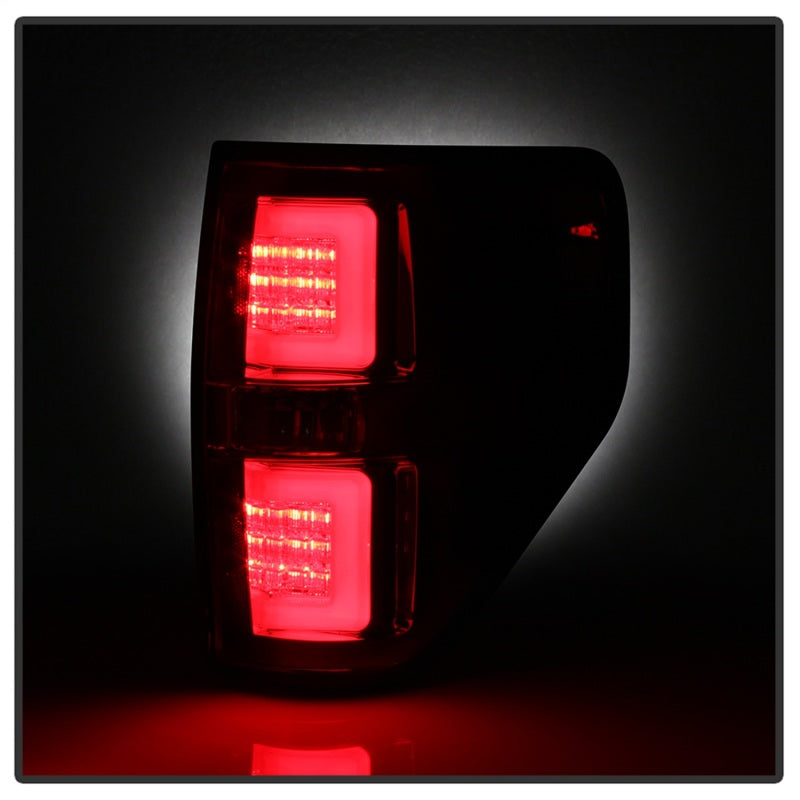 Spyder 09-14 Ford F150 V2 Light Bar LED Tail Lights - Red Clear (ALT-YD-FF15009V2-LBLED-RC)