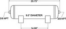 Load image into Gallery viewer, Firestone Air Tank 5 Gallon 9.5in. x 20.7in. Length (2) 3/8in. NPT 150 PSI Max - Black (WR17609231)