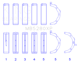 King Ford Prod. V8 4.6L/5.4L (Size STD) Performance Main Bearing Set