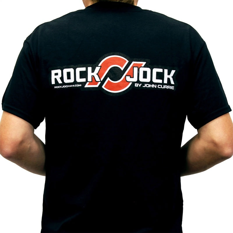 RockJock T-Shirt w/ Patch Logo on Front and Large Logo on Back Black Medium