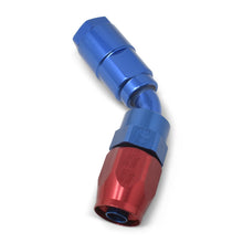 Load image into Gallery viewer, Russell Performance 3/8in SAE Quick Disc Female to -6 Hose Red/Blue 45 Degree Hose End