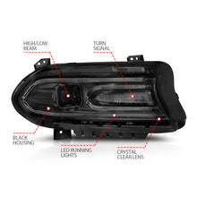 Load image into Gallery viewer, ANZO 2015-2018 Dodge Charger Projector Headlights Plank Style Black