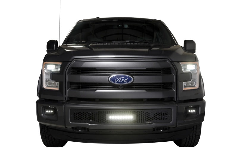 Putco 15-17 Ford F-150 - SS Black Punch Design w/ 10in Luminix Light bar Bumper Grille Inserts