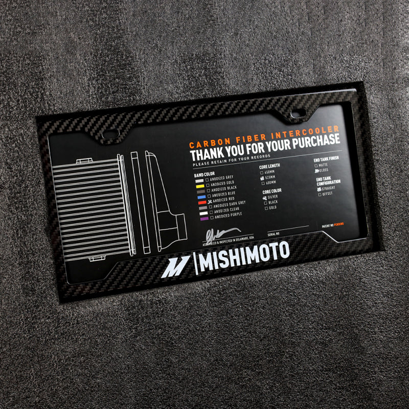 Mishimoto Universal Carbon Fiber Intercooler - Gloss Tanks - 525mm Gold Core - C-Flow - GR V-Band