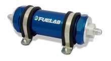 Load image into Gallery viewer, Fuelab 828 In-Line Fuel Filter Long -6AN In/Out 10 Micron Fabric - Blue