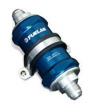Load image into Gallery viewer, Fuelab 848 In-Line Fuel Filter Standard -6AN In/Out 10 Micron Fabric w/Check Valve - Blue