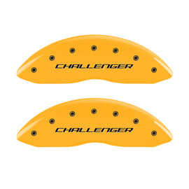MGP 4 Caliper Covers Engraved Front & Rear Block/Challenger Yellow finish black ch