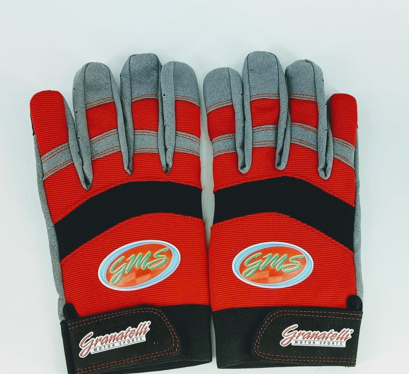 Granatelli Medium Mechanics Work Gloves - Red/Gray/Black