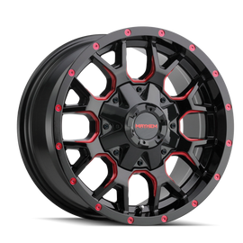 Mayhem 8015 Warrior 20x9 / 8x165.1 BP / 0mm Offset / 130.8mm Hub Black w/ Prism Red Wheel