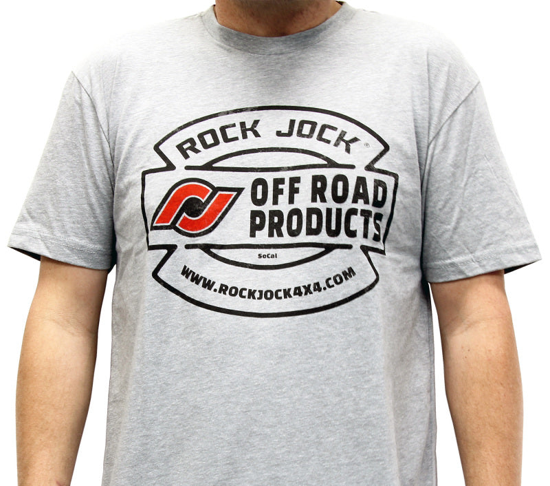 RockJock T-Shirt w/ Vintage Logo Gray Large Print on the Front
