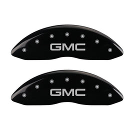 MGP Front set 2 Caliper Covers Engraved Front GMC Black finish silver ch