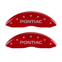 Load image into Gallery viewer, MGP 4 Caliper Covers Engraved Front Pontiac Engraved Rear GXP Red finish silver ch