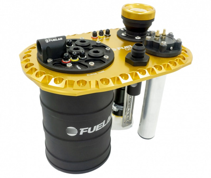 Fuelab Quick Service Surge Tank w/49614 Lift Pump & Twin Screw 500LPH Brushless Pump - Gold