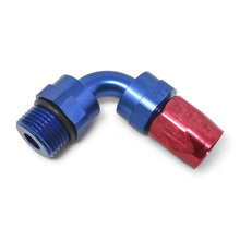 Load image into Gallery viewer, Russell Performance Swivel Hose End Assy #10 AN Male SAE Port to #8 Hose 90 Deg Red/Blue Anodized