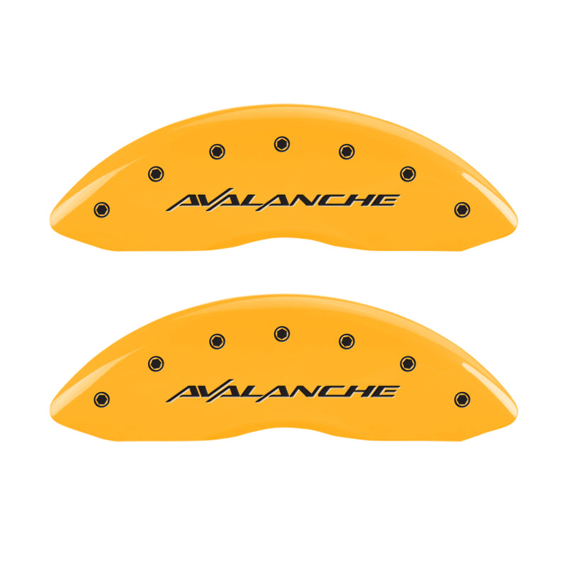 MGP 4 Caliper Covers Engraved Front & Rear Avalanche Yellow finish black ch