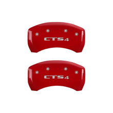 Load image into Gallery viewer, MGP 4 Caliper Covers Engraved Front Cursive/Cadillac Engraved Rear CTS4 Red finish silver ch