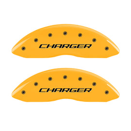 MGP 4 Caliper Covers Engraved Front Charger Rear RT Yellow Finish Black Char 2007 Dodge Charger