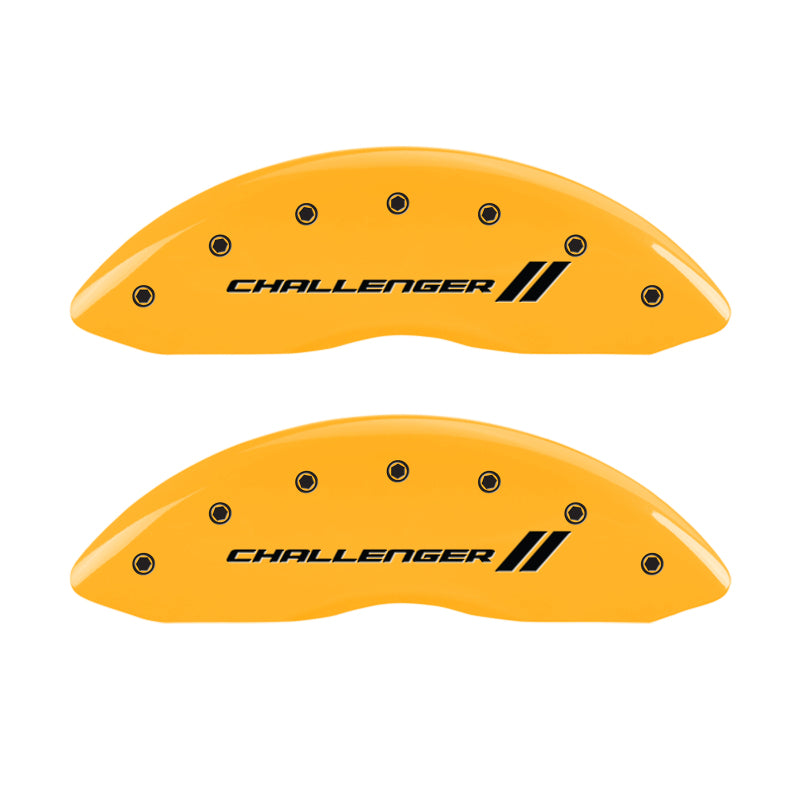 MGP 4 Caliper Covers Engraved Front & Rear With stripes/Challenger Yellow finish black ch