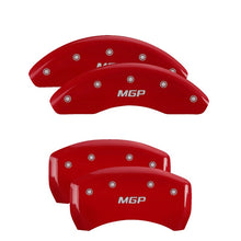 Load image into Gallery viewer, MGP 4 Caliper Covers Engraved Front &amp; Rear Bowtie Red finish silver ch