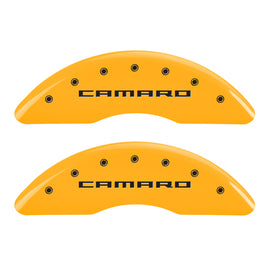 MGP 4 Caliper Covers Engraved Front & Rear Gen 5/Camaro Yellow finish black ch