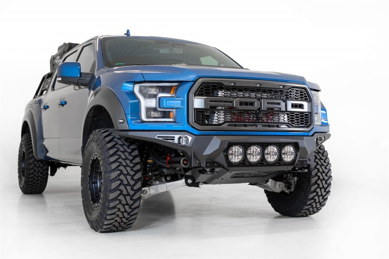 Addictive Desert Designs 17-20 Ford F-150 Raptor Bomber Front Bumper w/ 4 Rigid 360 6in Round Mounts