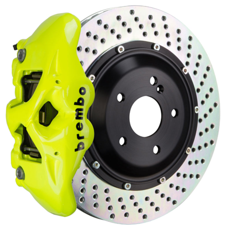 Brembo 19-22 A-Class (Excl AMG) Fr GT BBK 6Pis Cast 365x34 2pc Rotor Drilled-Fluo. Yellow