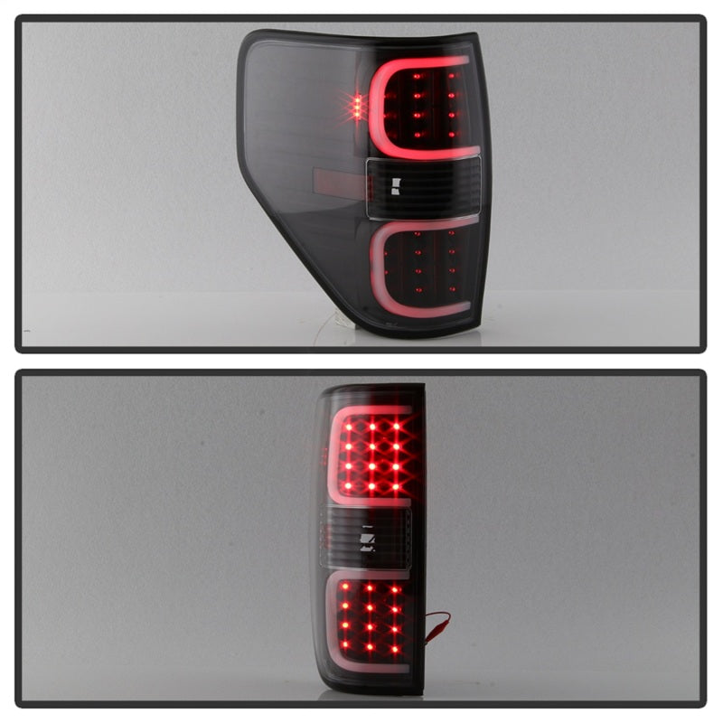 xTune Ford F150 09-14 LED Tail Lights - Black ALT-ON-FF15009-LBLED-BK