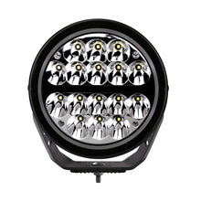 Load image into Gallery viewer, Go Rhino Xplor Blackout Series Round LED Driving Light w/DRL (Surface/Threaded Stud Mnt) 7in. - Blk