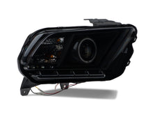 Load image into Gallery viewer, Raxiom 13-14 Ford Mustang w/ Factory HIDLED Halo Projector Headlights- Black Housing (Smoked Lens)