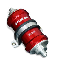 Load image into Gallery viewer, Fuelab 848 In-Line Fuel Filter Standard -8AN In/Out 40 Micron Stainless w/Check Valve - Red