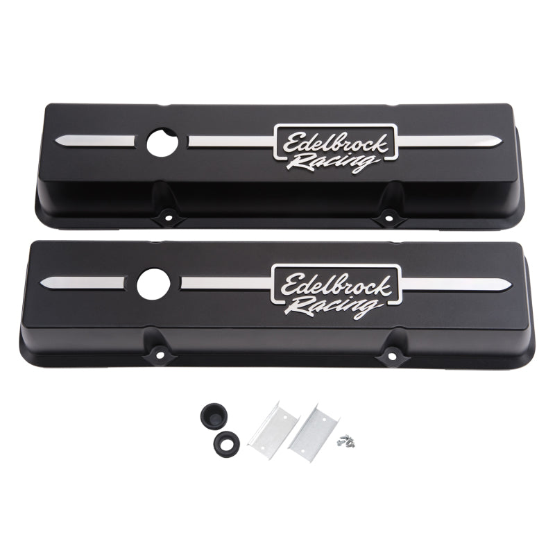 Edelbrock Valve Cover Racing Series Chevrolet 1959-1986 262-400 CI V8 Low Black