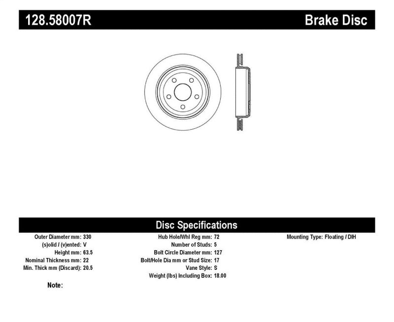 StopTech Drilled Sport Brake Rotor 11-17 Jeep Grand Cherokee (Excludes SRT8)