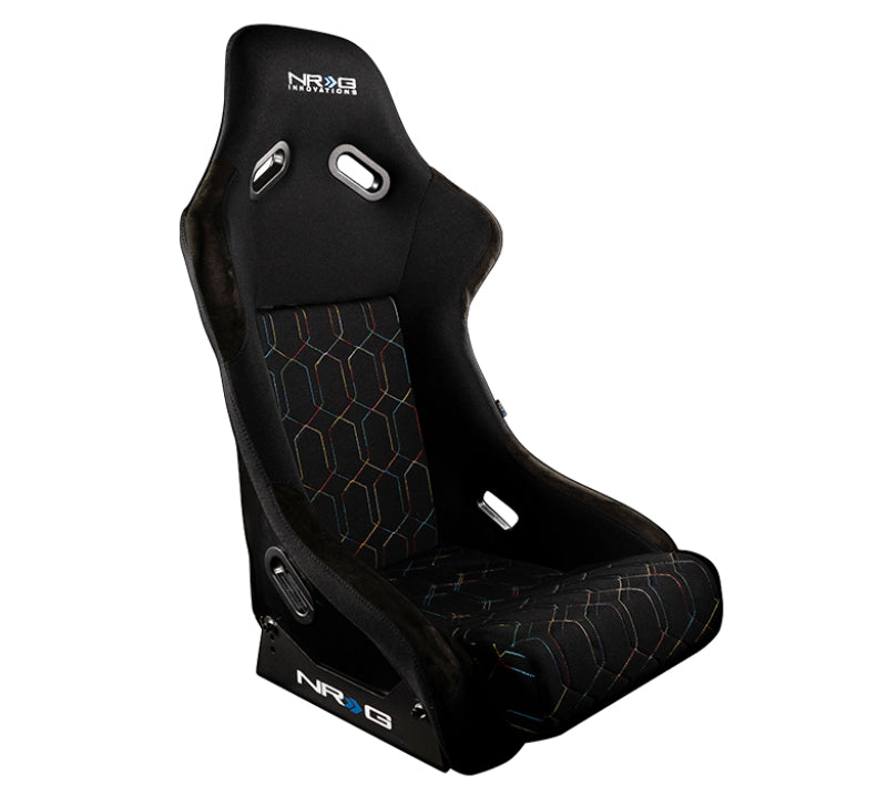 NRG FRP Bucket Seat (Black w/ Multi Color Geometric Pattern) - Large