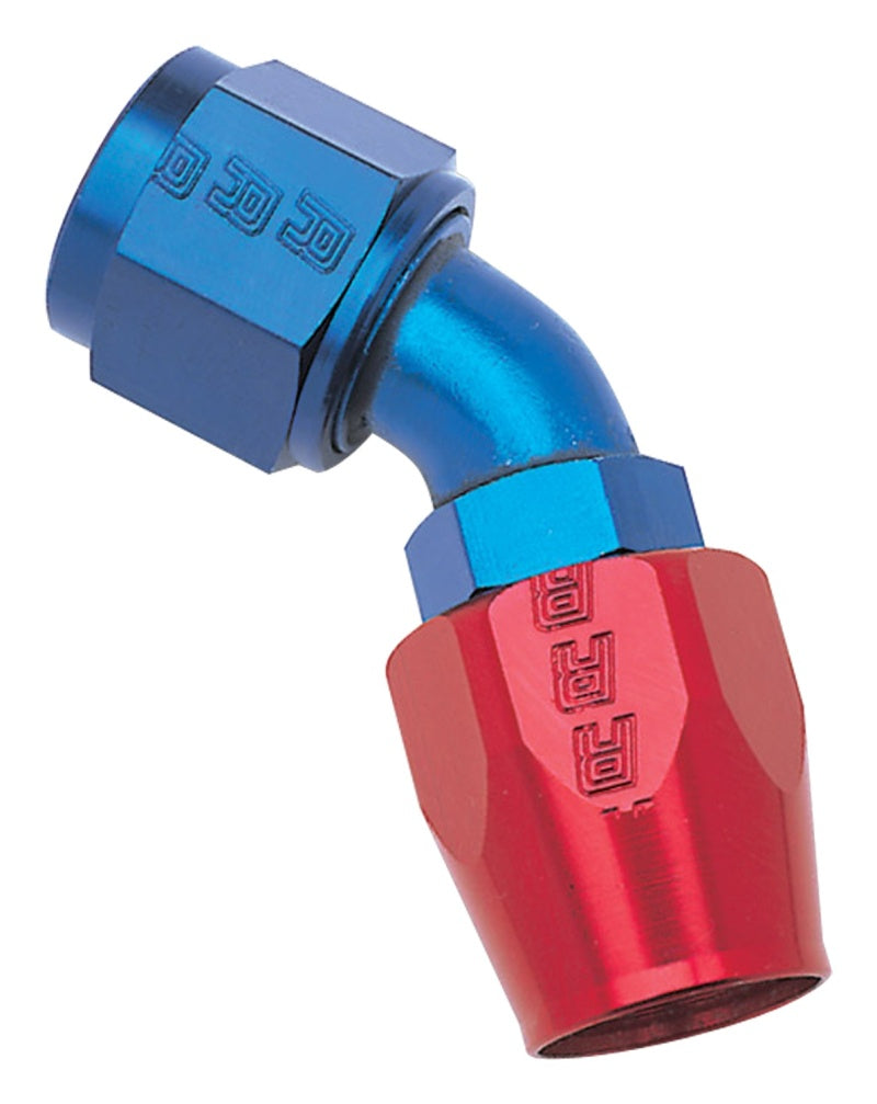 Russell Performance -10 AN Red/Blue 45 Degree Full Flow Hose End