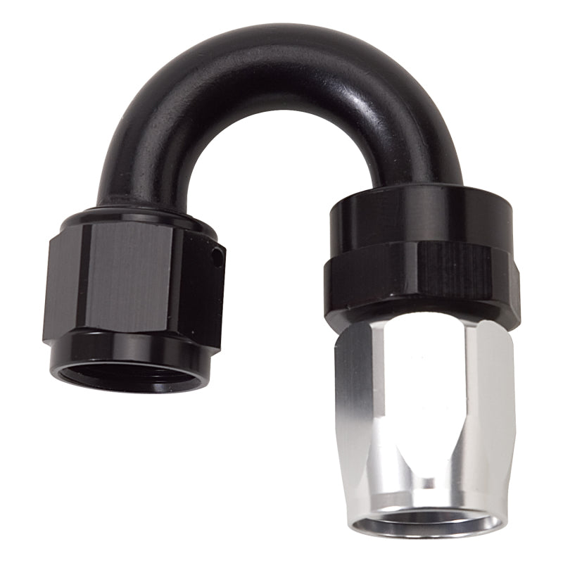 Russell Performance -8 AN Black/Silver 180 Degree Tight Radius Full Flow Swivel Hose End