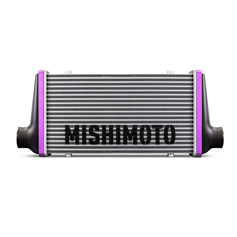 Mishimoto Universal Carbon Fiber Intercooler - Gloss Tanks - 525mm Silver Core - S-Flow - GR V-Band