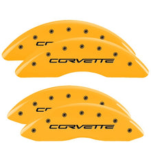 Load image into Gallery viewer, MGP 4 Caliper Covers Engraved Front &amp; Rear C6/Corvette Yellow finish black ch