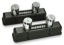 Load image into Gallery viewer, Moroso Chevrolet Small Block Valve Cover - 2 Covers w/2 Breathers - Black Finished Aluminum - Pair