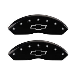 MGP 4 Caliper Covers Engraved Front & Rear Bowtie Black finish silver ch