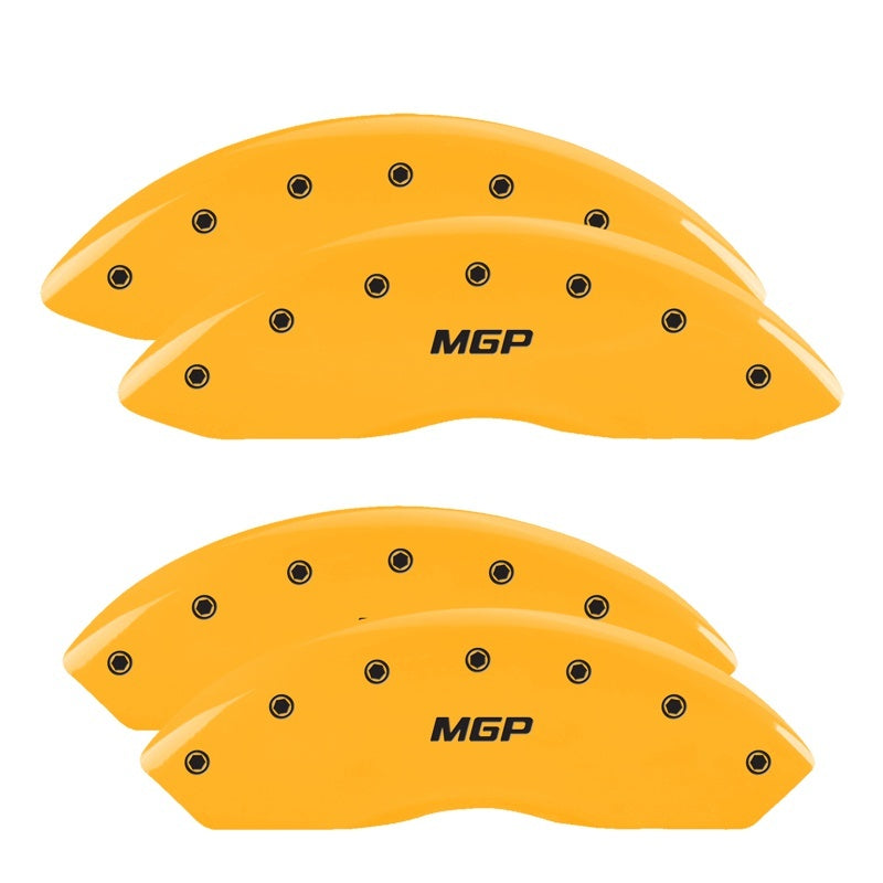 MGP 4 Caliper Covers Engraved Front & Rear MGP Yellow Finish Black Char 2004 GMC Sierra 1500